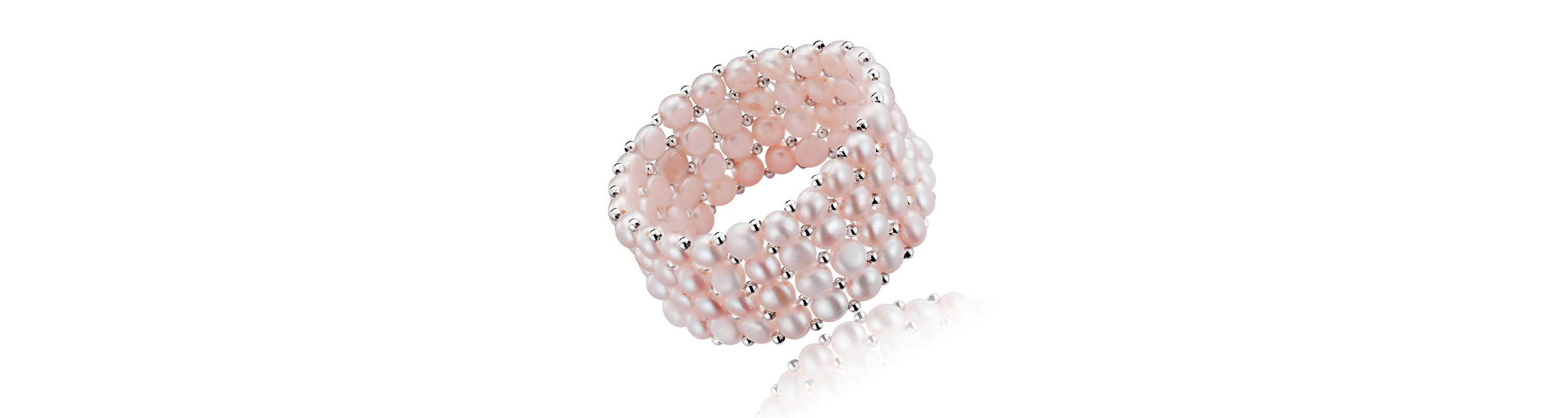 Lab Created Sterling Silver Rhodium Plated White Cultured Five Row Bracelet