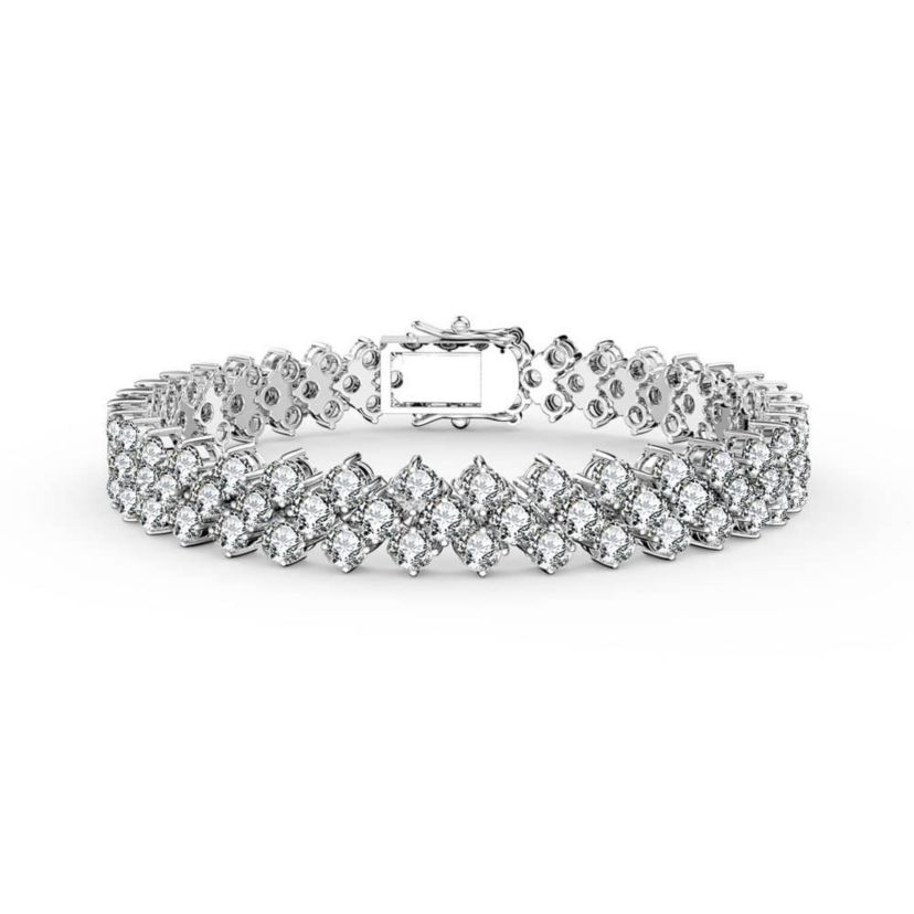 Lab Created Stylish White Gold Plated Cubic Zirconia Three Row Bracelet