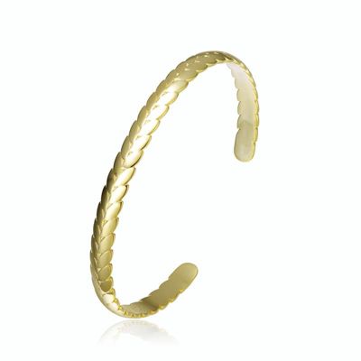 Rozzato Lab Created 14K Gold Plated Leaf Cuff Bracelet