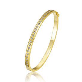 Rozzato Lab Created 14K Gold Plated Cubic Zirconia Bangle Bracelet