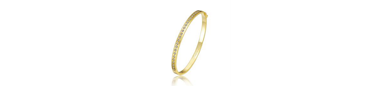 Lab Created 14K Gold Plated Cubic Zirconia Bangle Bracelet