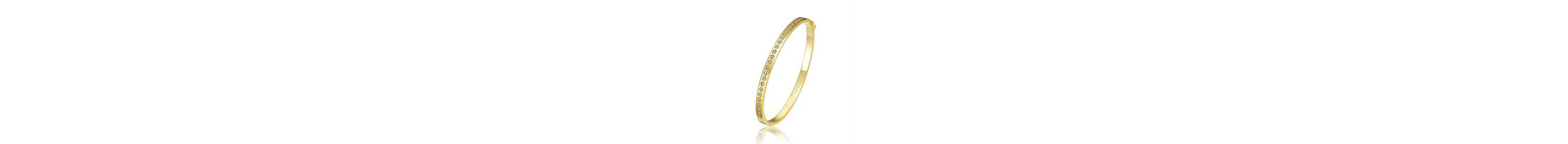 Lab Created 14K Gold Plated Cubic Zirconia Bangle Bracelet