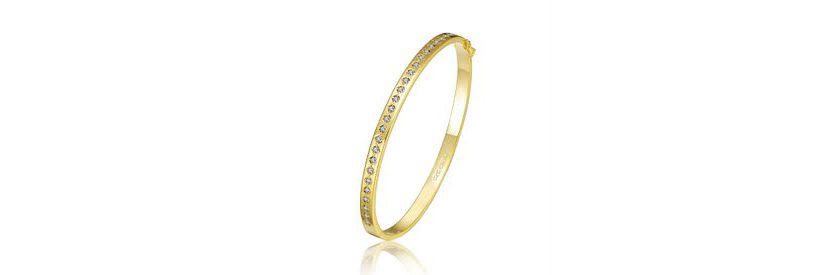 Lab Created 14K Gold Plated Cubic Zirconia Bangle Bracelet