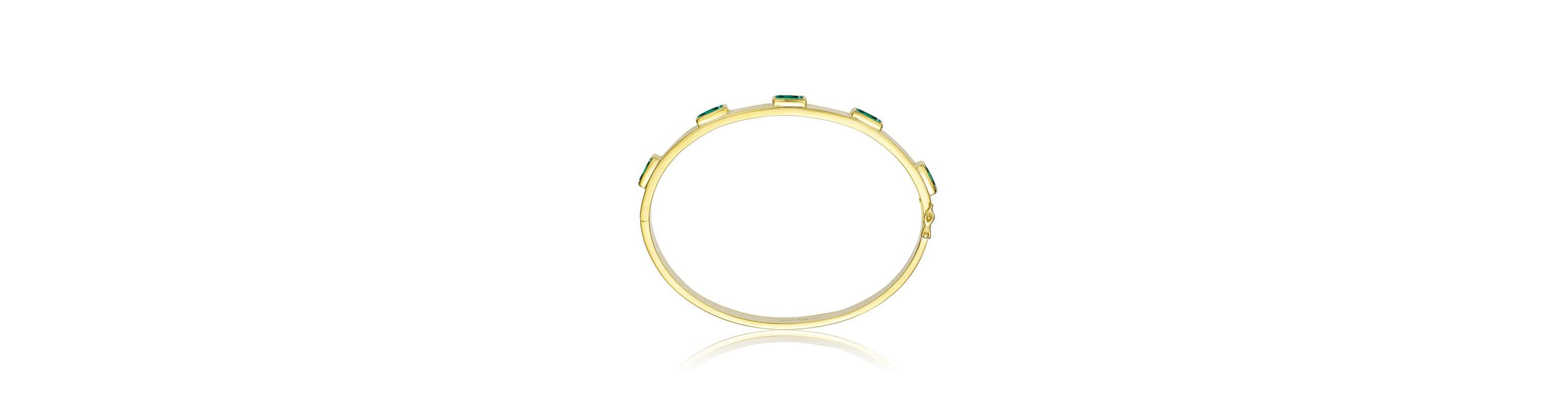 Lab Created 14K Gold Plated Emerald Cubic Zirconia Bangle Bracelet
