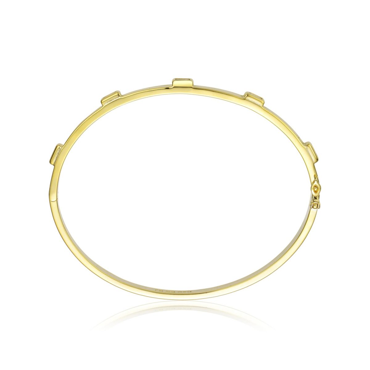 Lab Created 14k Gold Plated Cubic Zirconia Bangle Box Clasps Bracelet