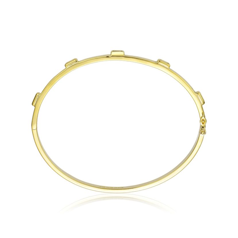 Lab Created 14k Gold Plated Cubic Zirconia Bangle Box Clasps Bracelet