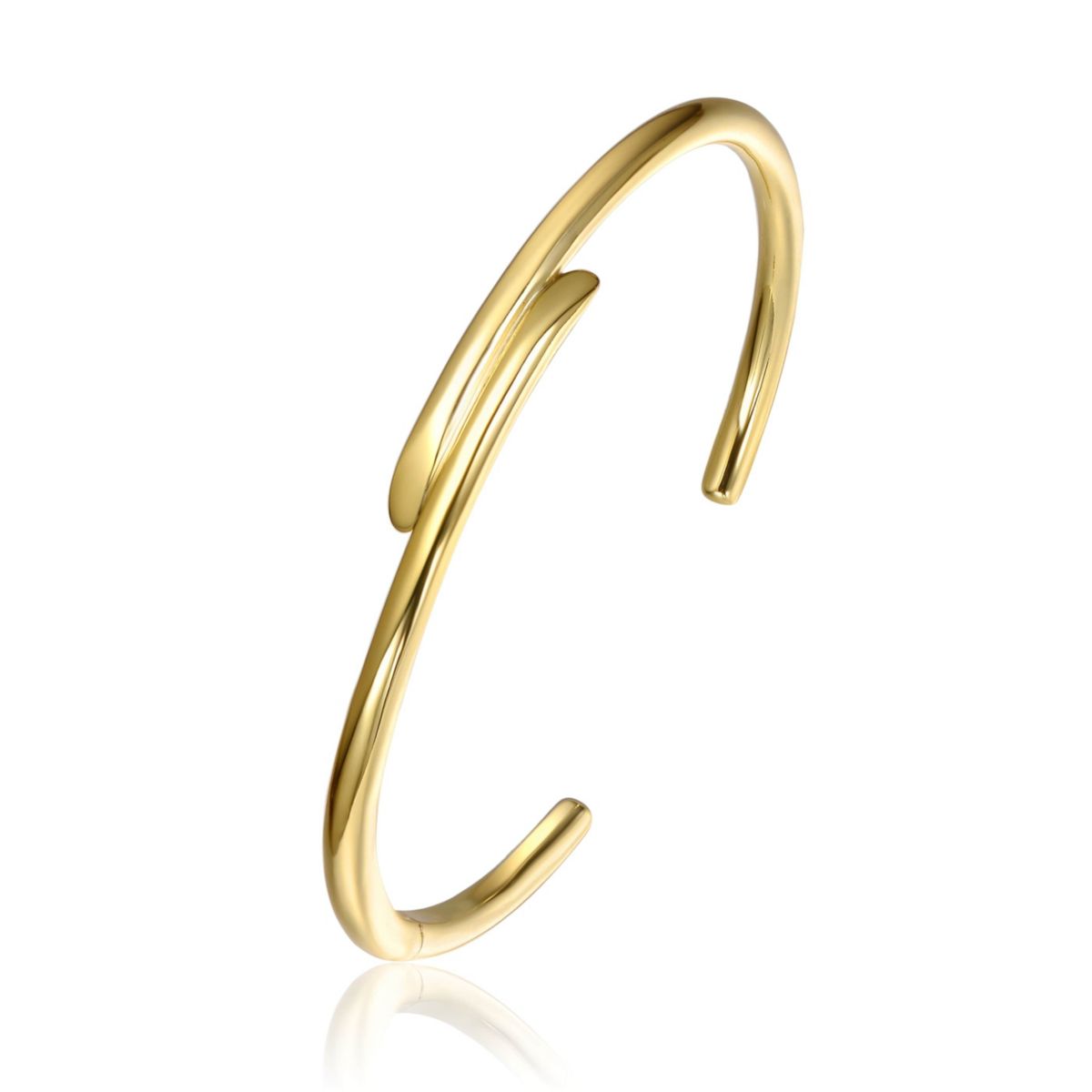Lab Created 14K Gold Plated Bypass Cuff Bracelet