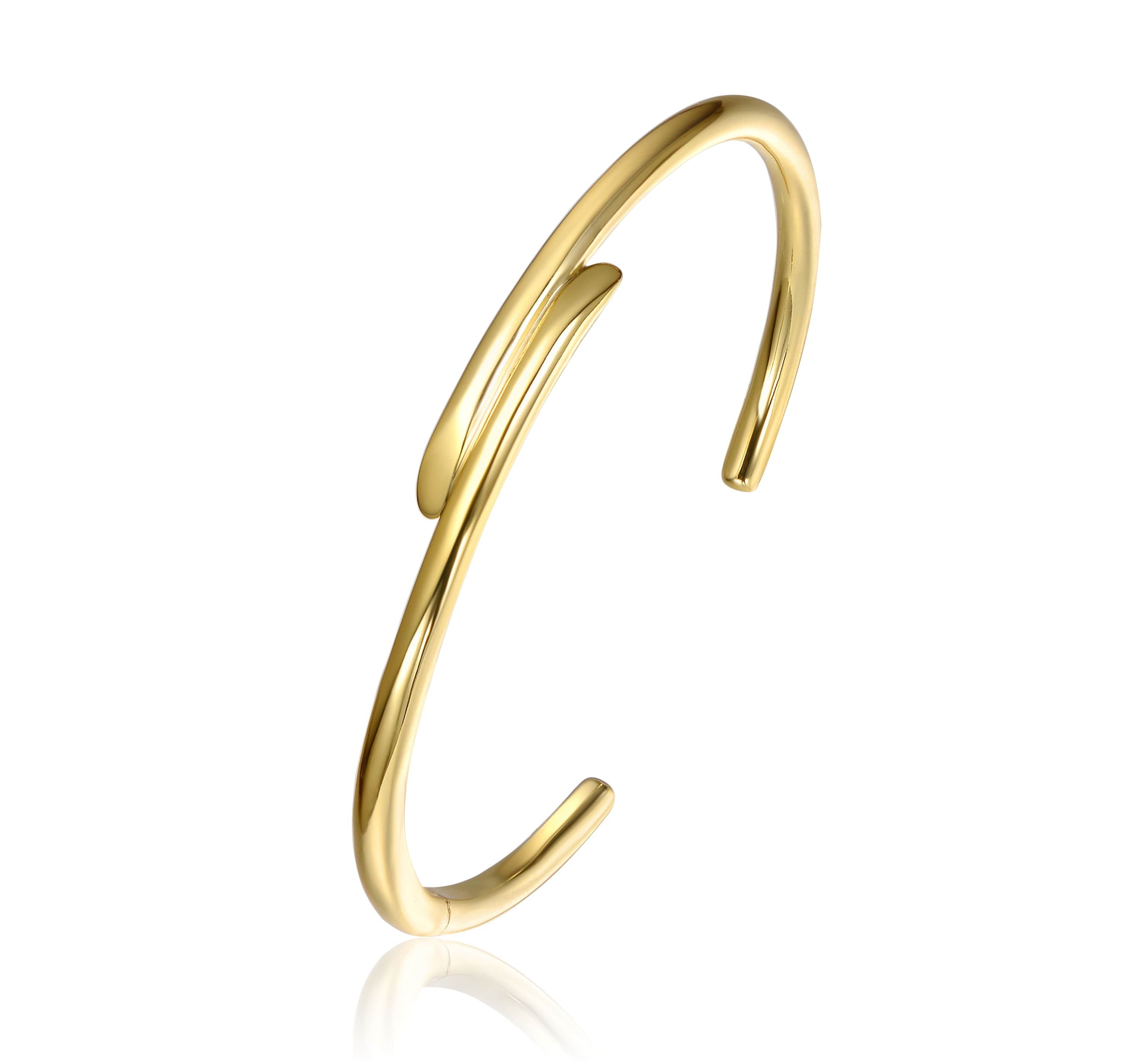 Lab Created 14K Gold Plated Bypass Cuff Bracelet