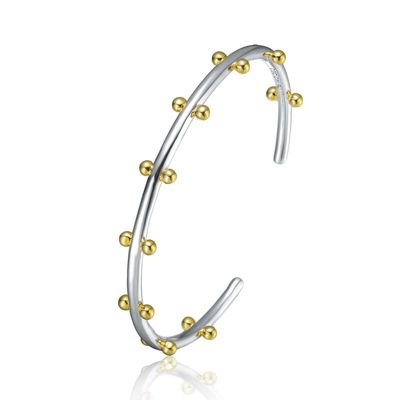 Rozzato Lab Created Rhodium and 14K Gold Plated Cuff Bracelet