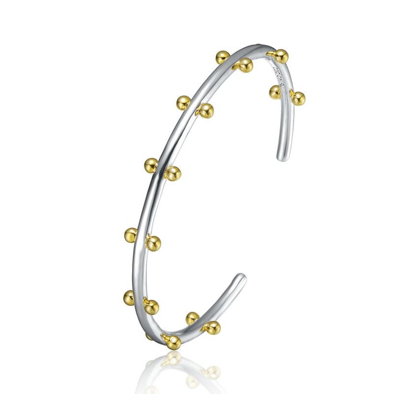 Lab Created Rhodium and 14K Gold Plated Cuff Bracelet