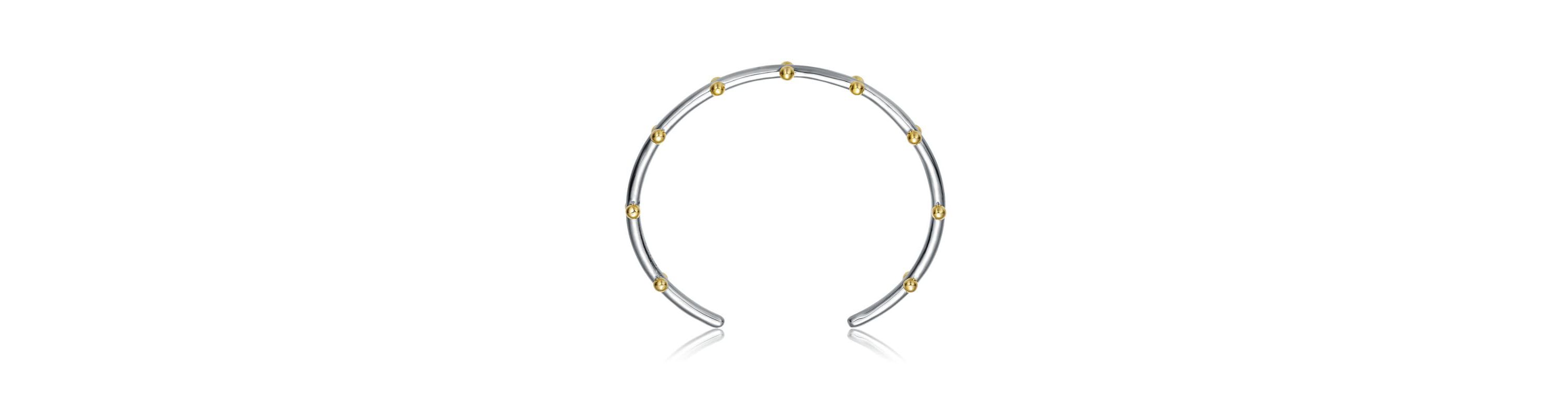 Lab Created Rhodium and 14K Gold Plated Cuff Bracelet