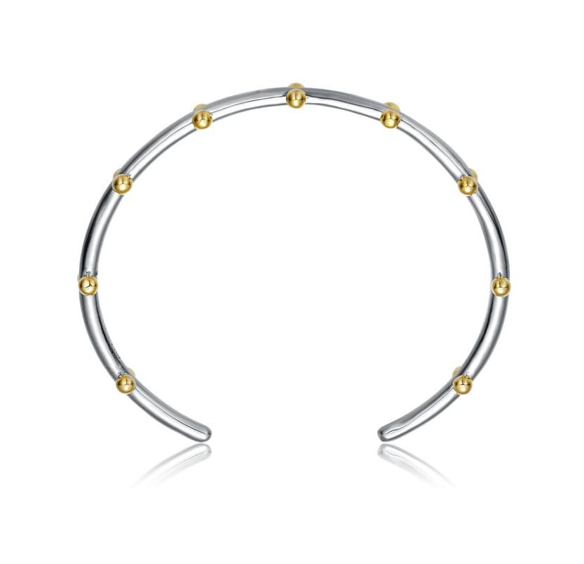 Lab Created Rhodium and 14K Gold Plated Cuff Bracelet