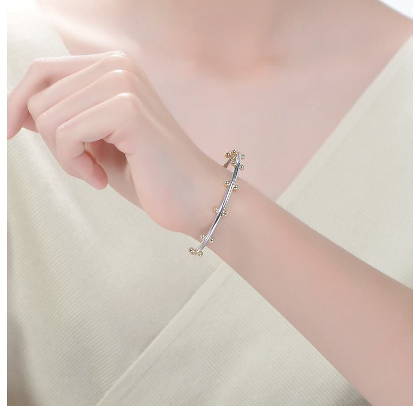 Lab Created Rhodium and 14K Gold Plated Cuff Bracelet