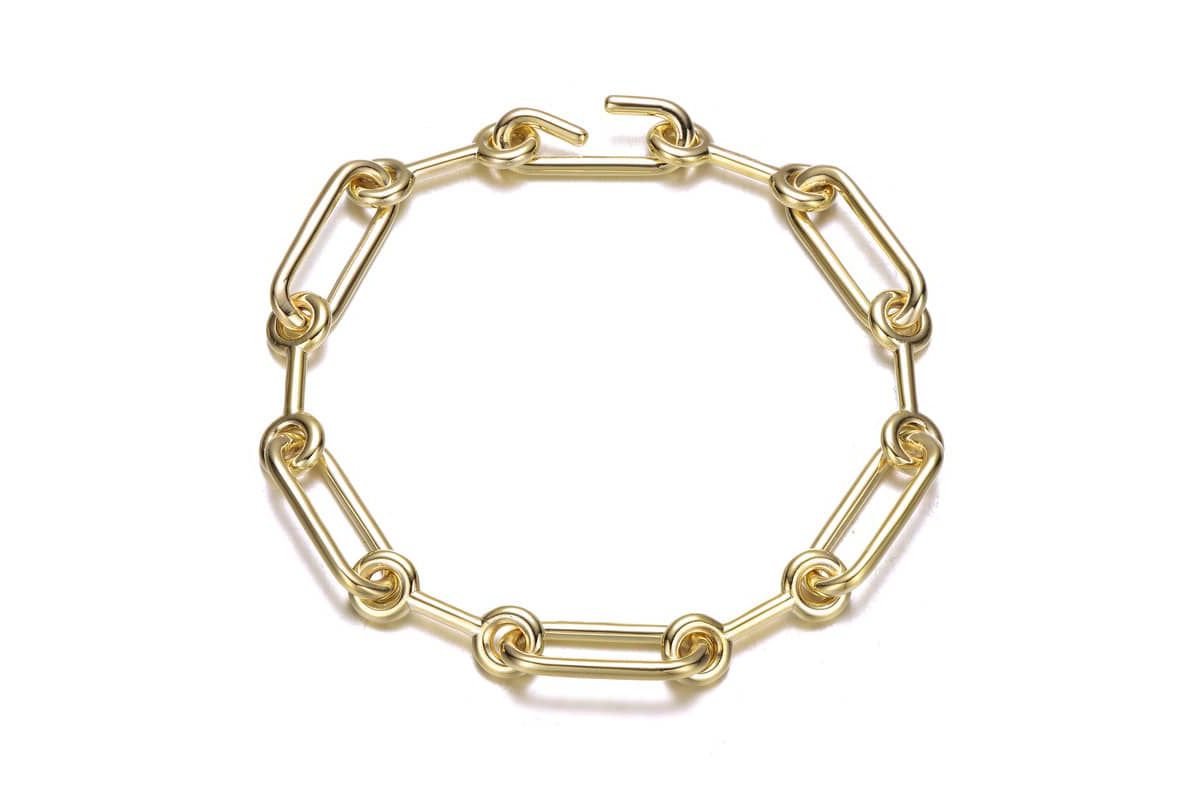 Lab Created Radiant 14K Gold-Plated Link Chain Bracelet