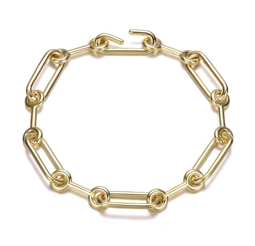 Lab Created Radiant 14K Gold-Plated Link Chain Bracelet