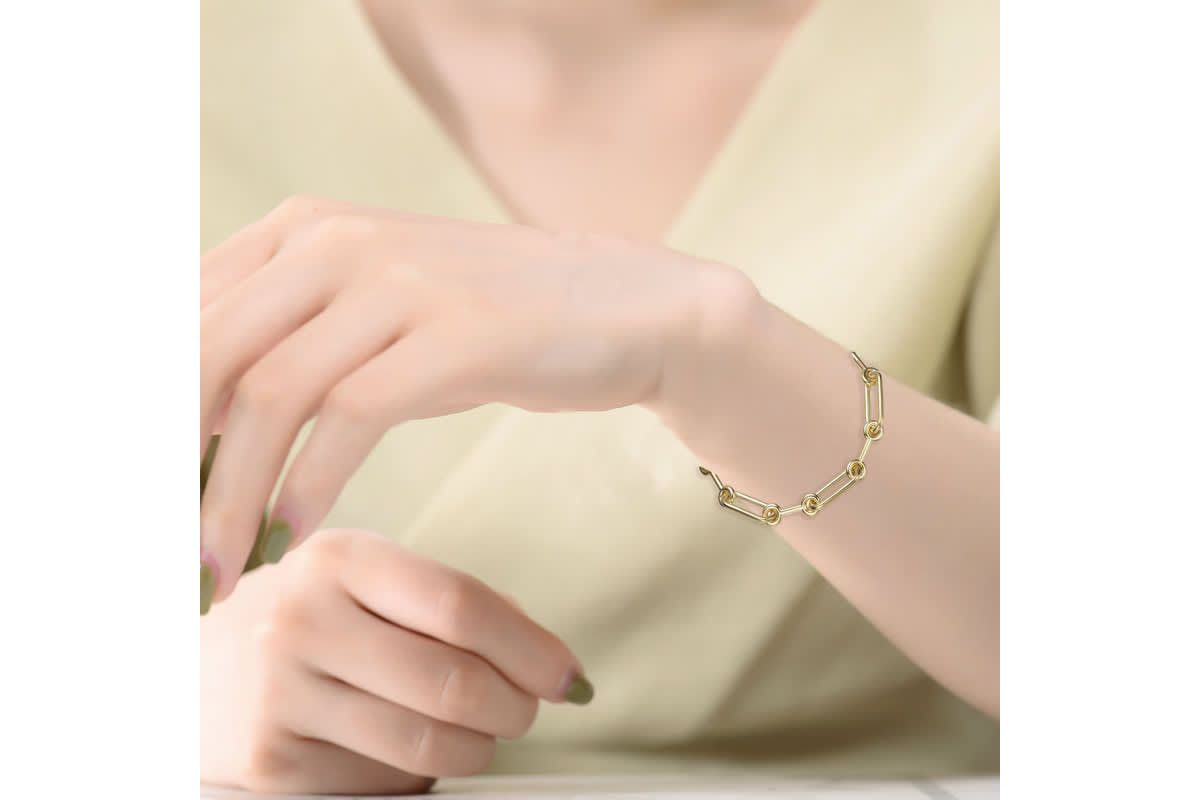 Lab Created Radiant 14K Gold-Plated Link Chain Bracelet