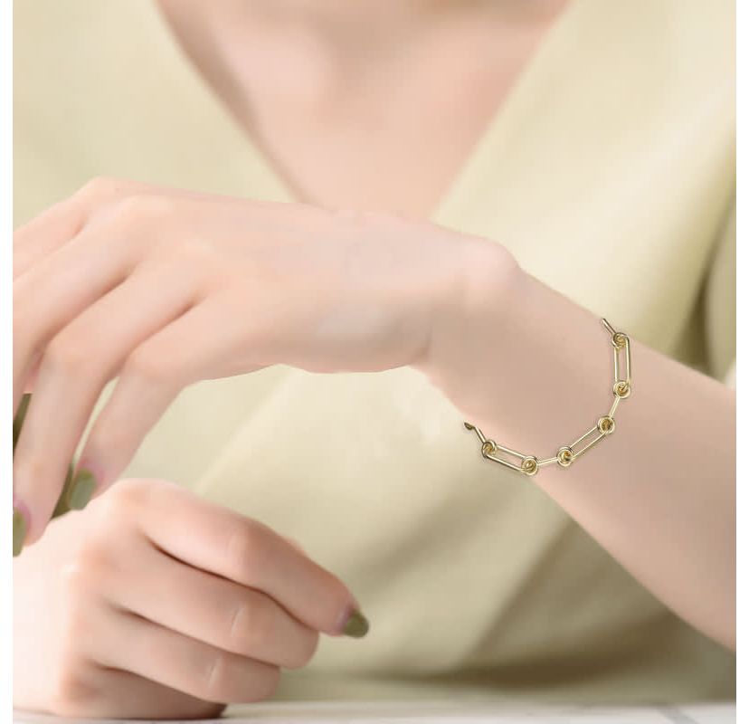 Lab Created Radiant 14K Gold-Plated Link Chain Bracelet