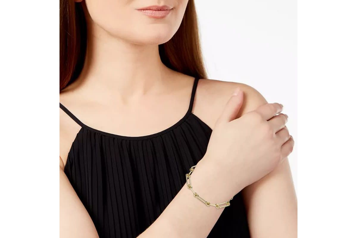 Lab Created Radiant 14K Gold-Plated Link Chain Bracelet