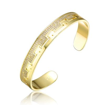 Rozzato Lab Created Gold Plated with Cubic Zirconias Cuff Bracelet