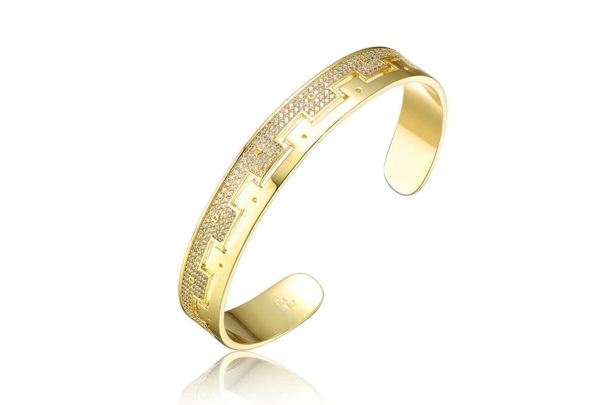 Lab Created Gold Plated with Cubic Zirconias Cuff Bracelet