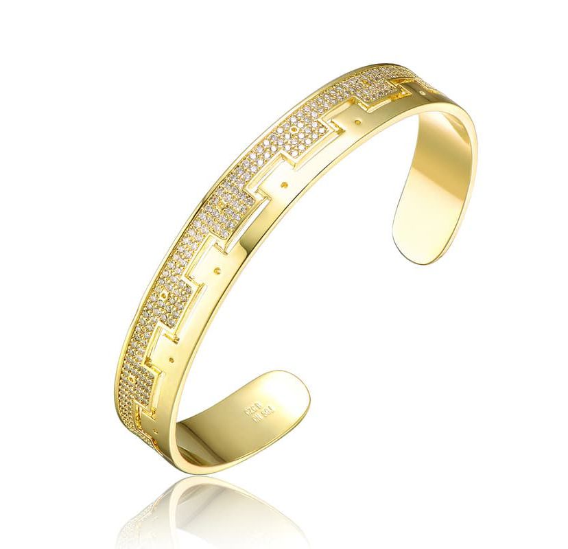Lab Created Gold Plated with Cubic Zirconias Cuff Bracelet