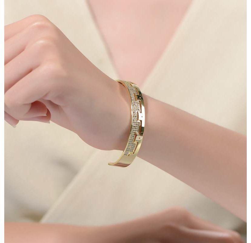Lab Created Gold Plated with Cubic Zirconias Cuff Bracelet