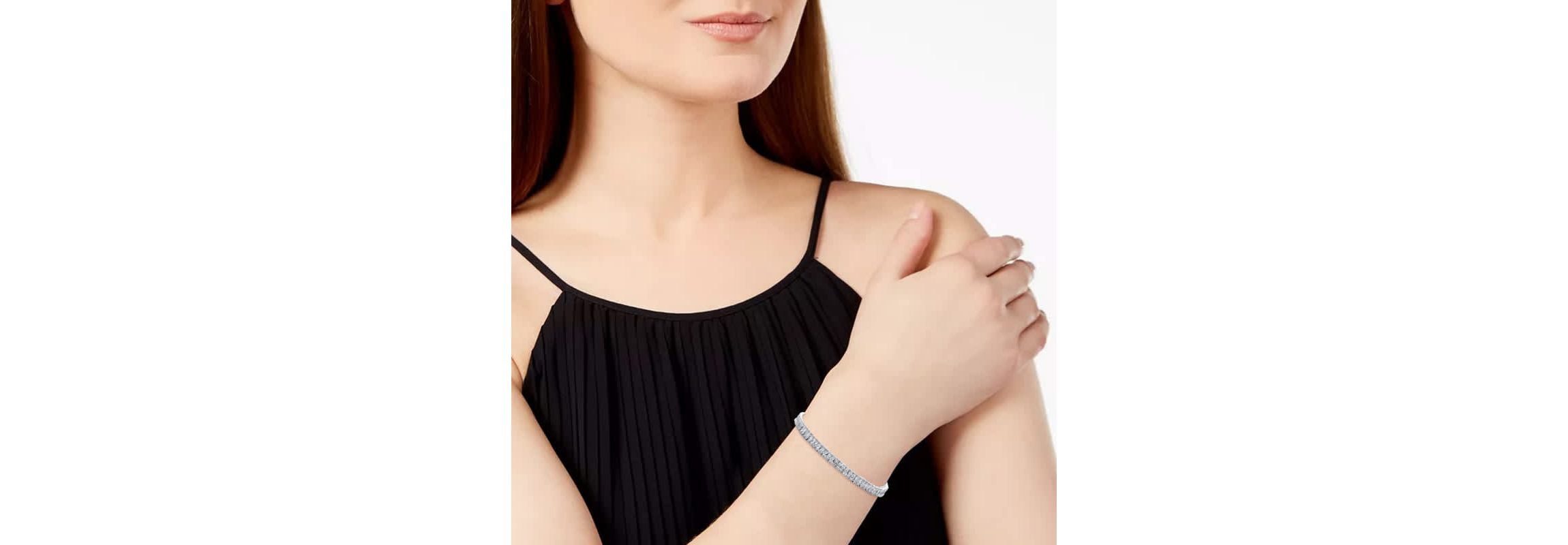 Lab Created Rhodium Plated with Cubic Zirconias Tennis Bracelet