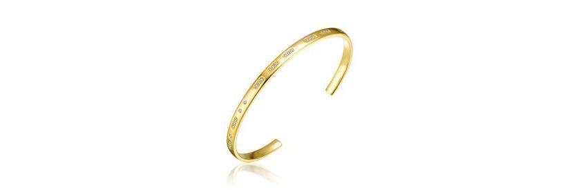 Lab Created 14K Gold Plated Cubic Zirconia Cuff Bracelet