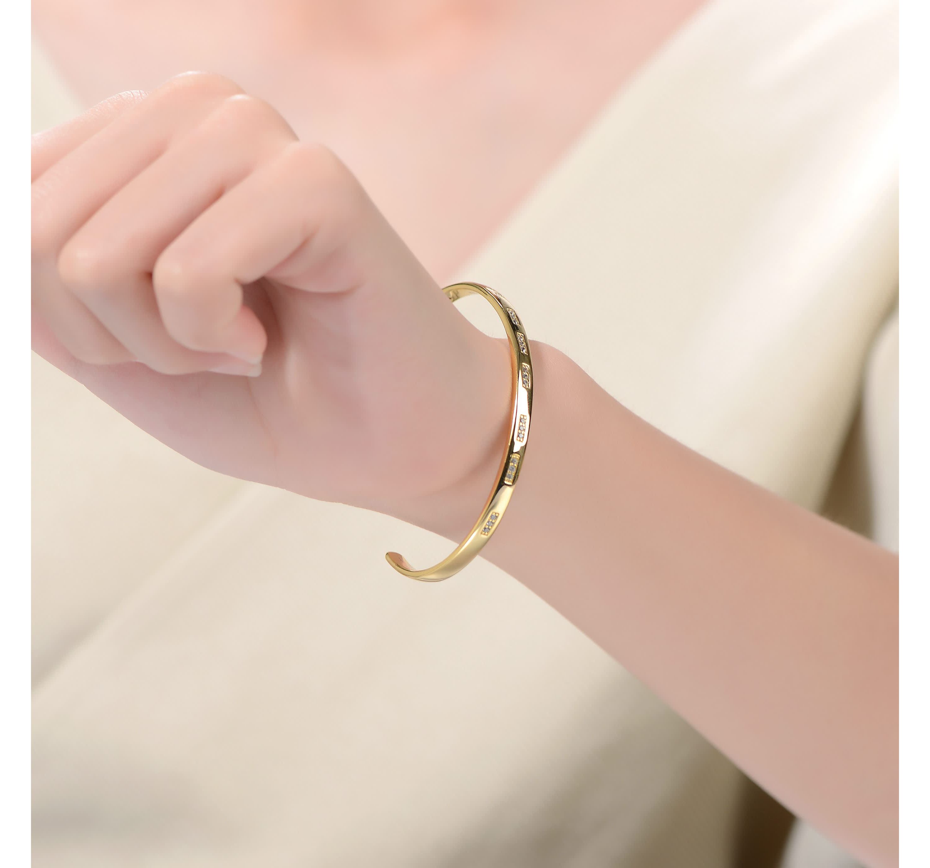 Lab Created 14K Gold Plated Cubic Zirconia Cuff Bracelet
