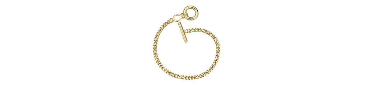 Lab Created 14K Gold Plated Cubic Zirconia Chain Bracelet