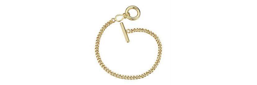 Lab Created 14K Gold Plated Cubic Zirconia Chain Bracelet