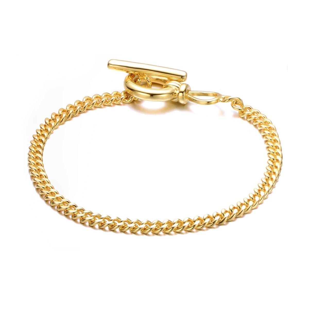 Lab Created 14K Gold Plated Cubic Zirconia Chain Bracelet