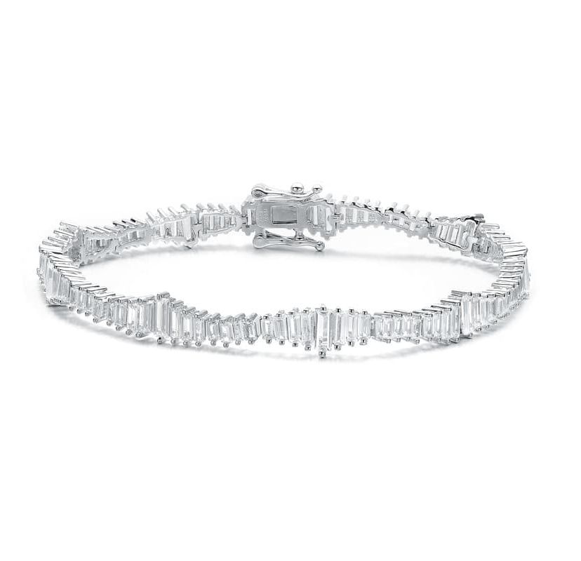 Lab Created Rhodium Plated Clear Cubic Zirconia Tennis Bracelet