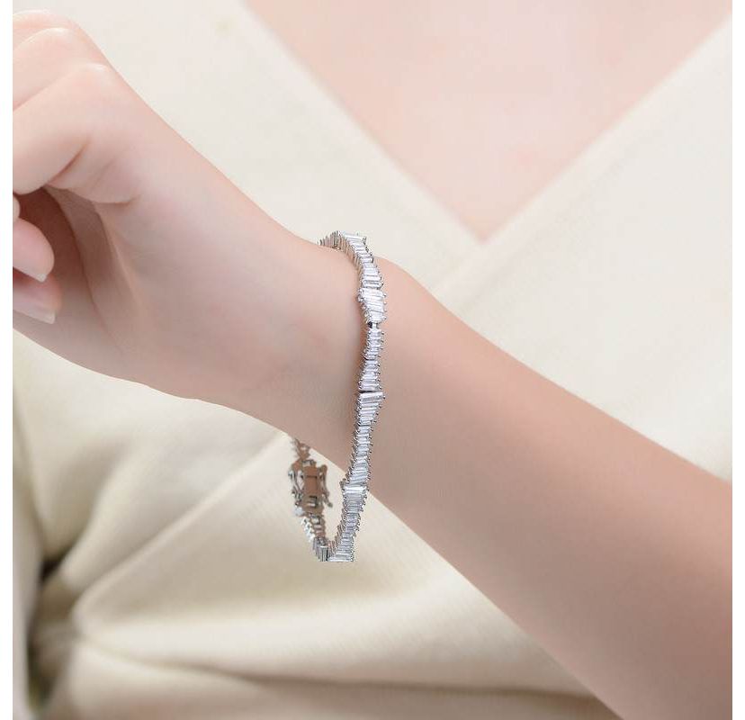 Lab Created Rhodium Plated Clear Cubic Zirconia Tennis Bracelet