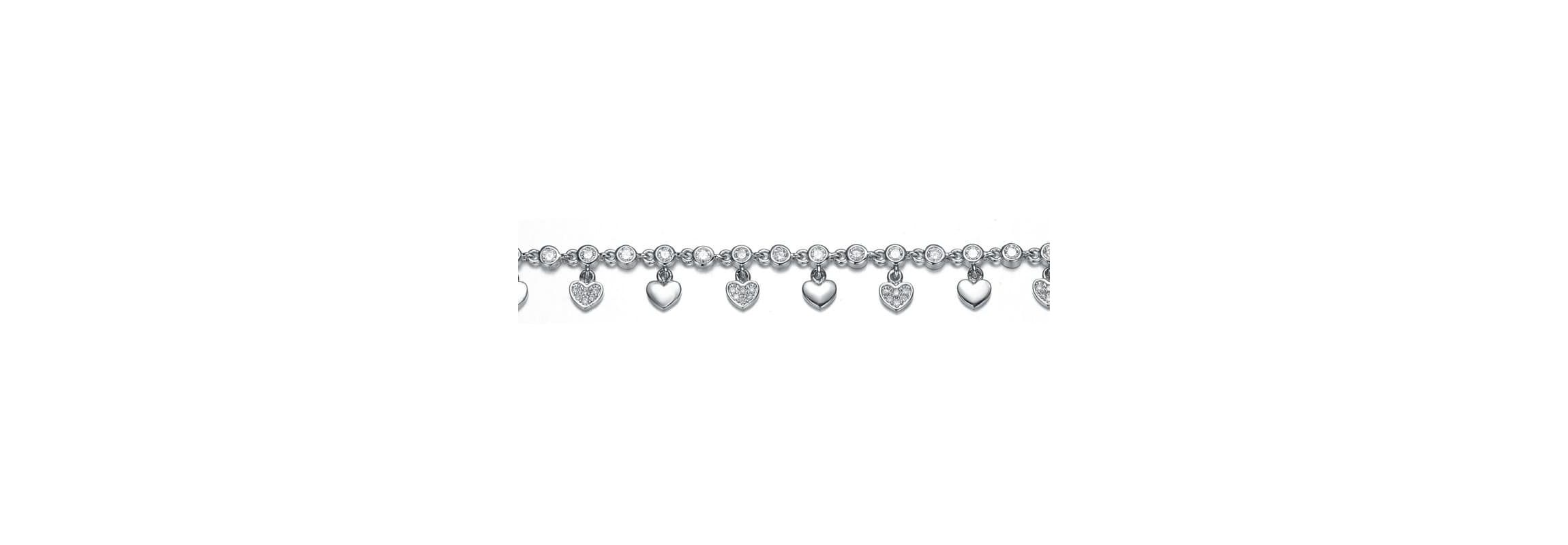 Lab Created Rhodium Plated Cubic Zirconia Adjustable Heart Bracelet