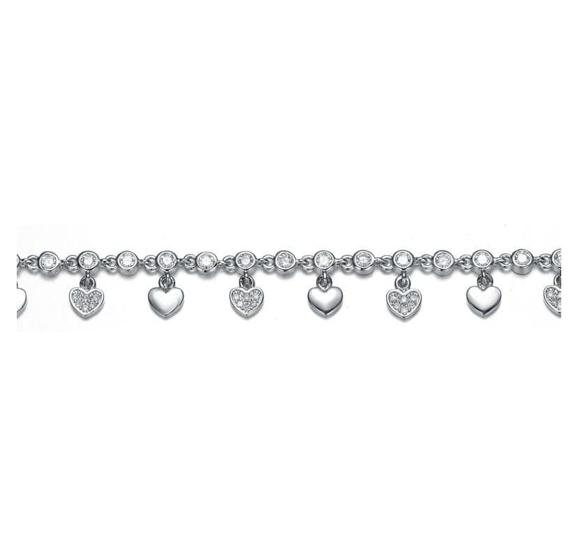 Lab Created Rhodium Plated Cubic Zirconia Adjustable Heart Bracelet