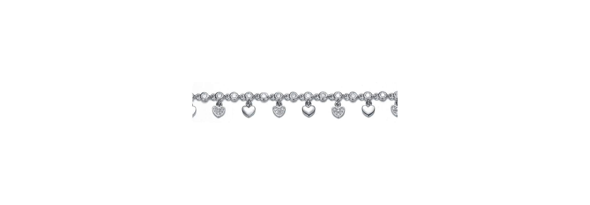 Lab Created Rhodium Plated Cubic Zirconia Adjustable Heart Bracelet
