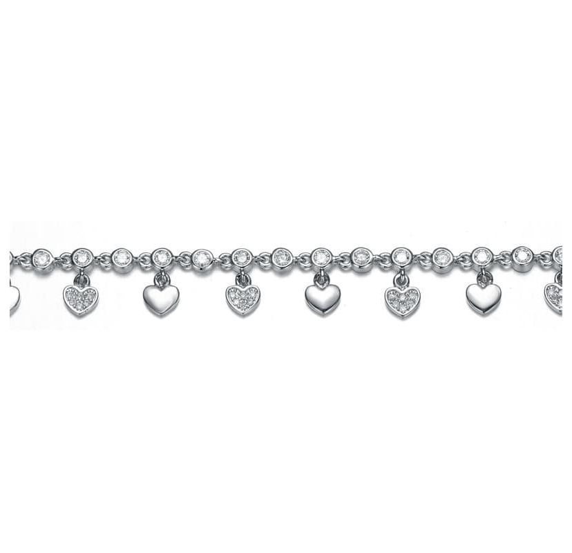 Lab Created Rhodium Plated Cubic Zirconia Adjustable Heart Bracelet