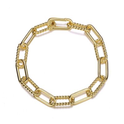 Rozzato Lab Created 14K Gold Plated Paperclip Chain Bracelet