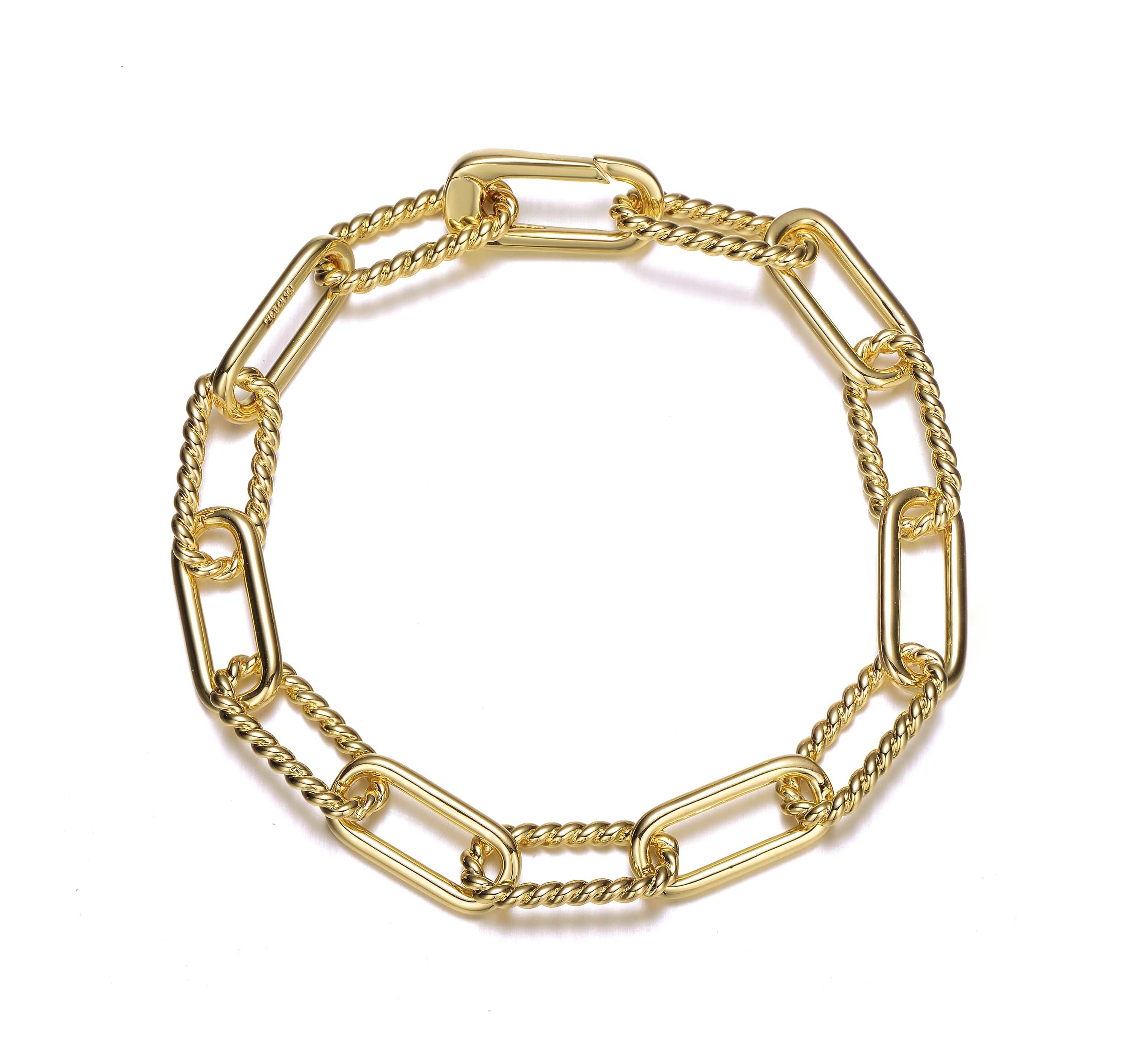 Lab Created 14K Gold Plated Paperclip Chain Bracelet