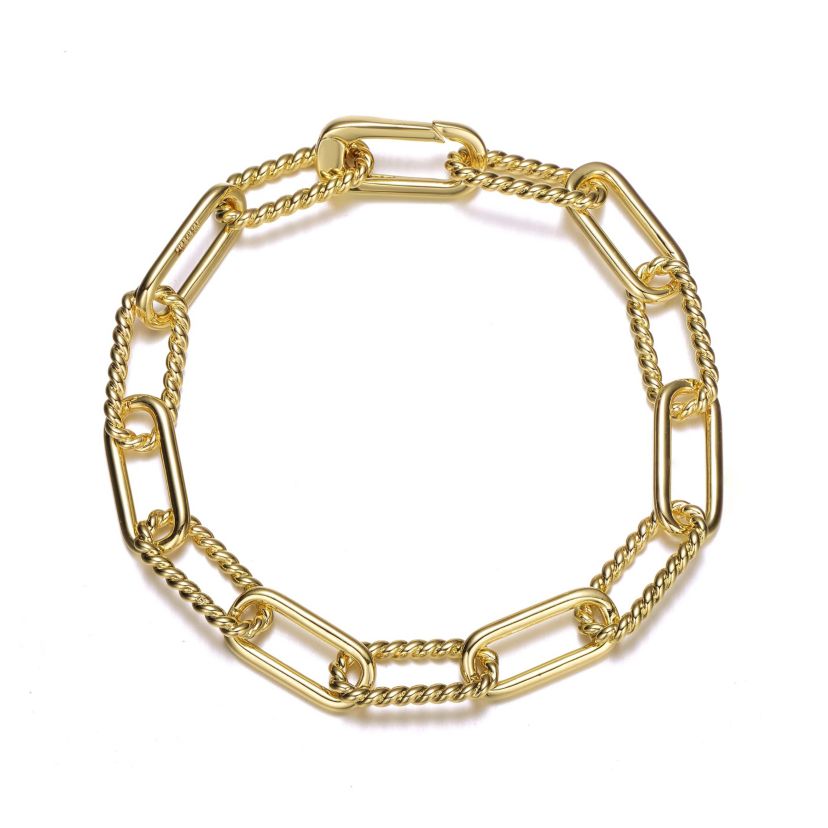 Lab Created 14K Gold Plated Paperclip Chain Bracelet