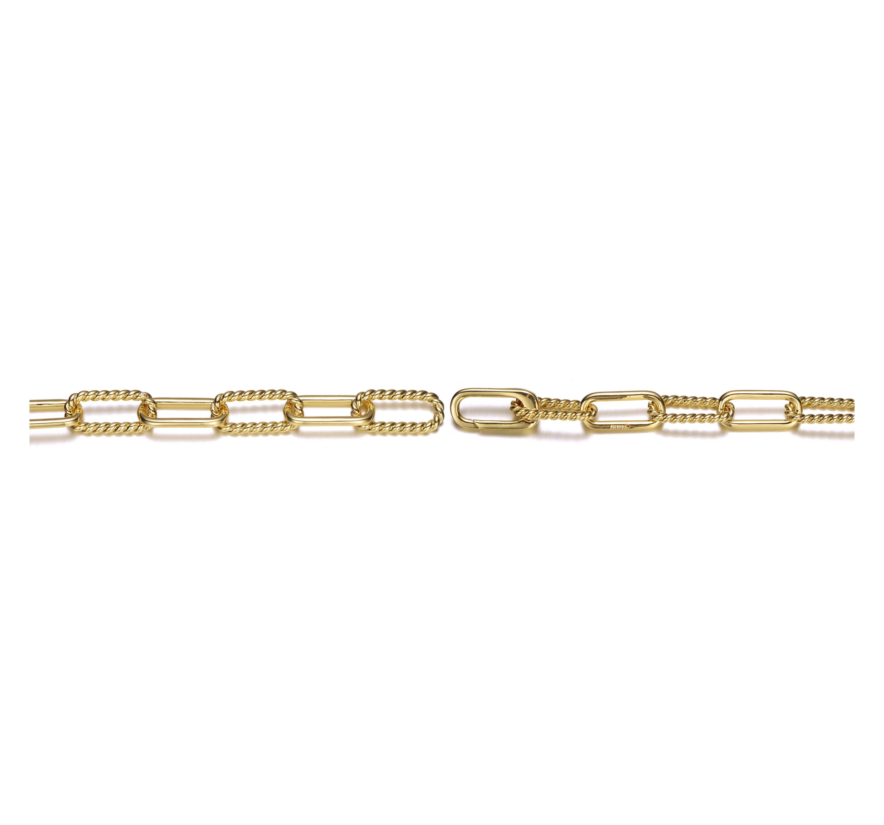 Lab Created 14K Gold Plated Paperclip Chain Bracelet
