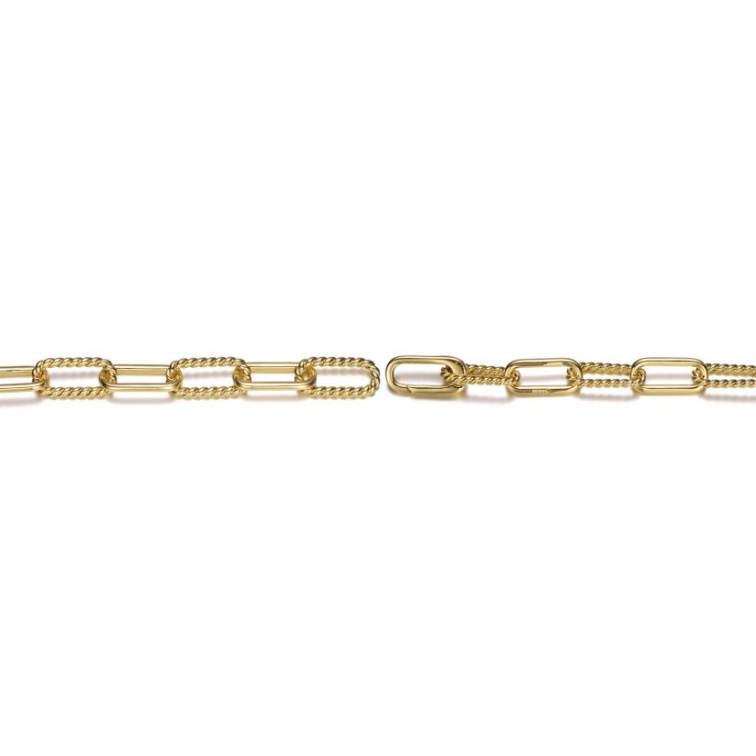 Lab Created 14K Gold Plated Paperclip Chain Bracelet