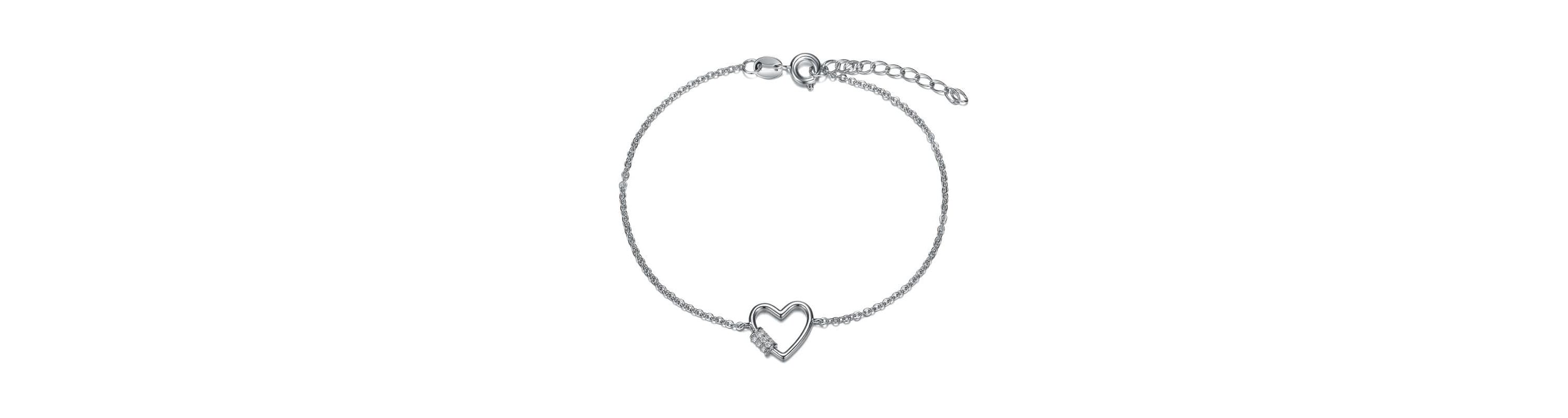 Lab Created Rhodium Plated Cubic Zirconia Heart Adjustable Bracelet