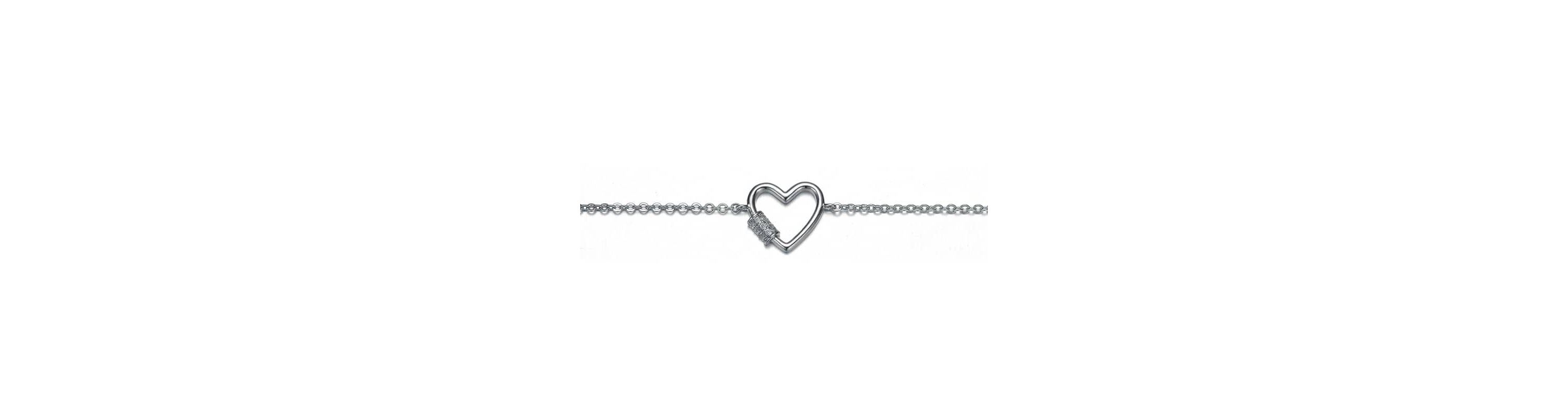 Lab Created Rhodium Plated Cubic Zirconia Heart Adjustable Bracelet