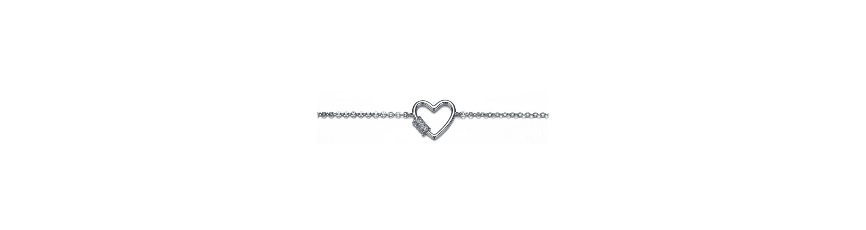 Lab Created Rhodium Plated Cubic Zirconia Heart Adjustable Bracelet