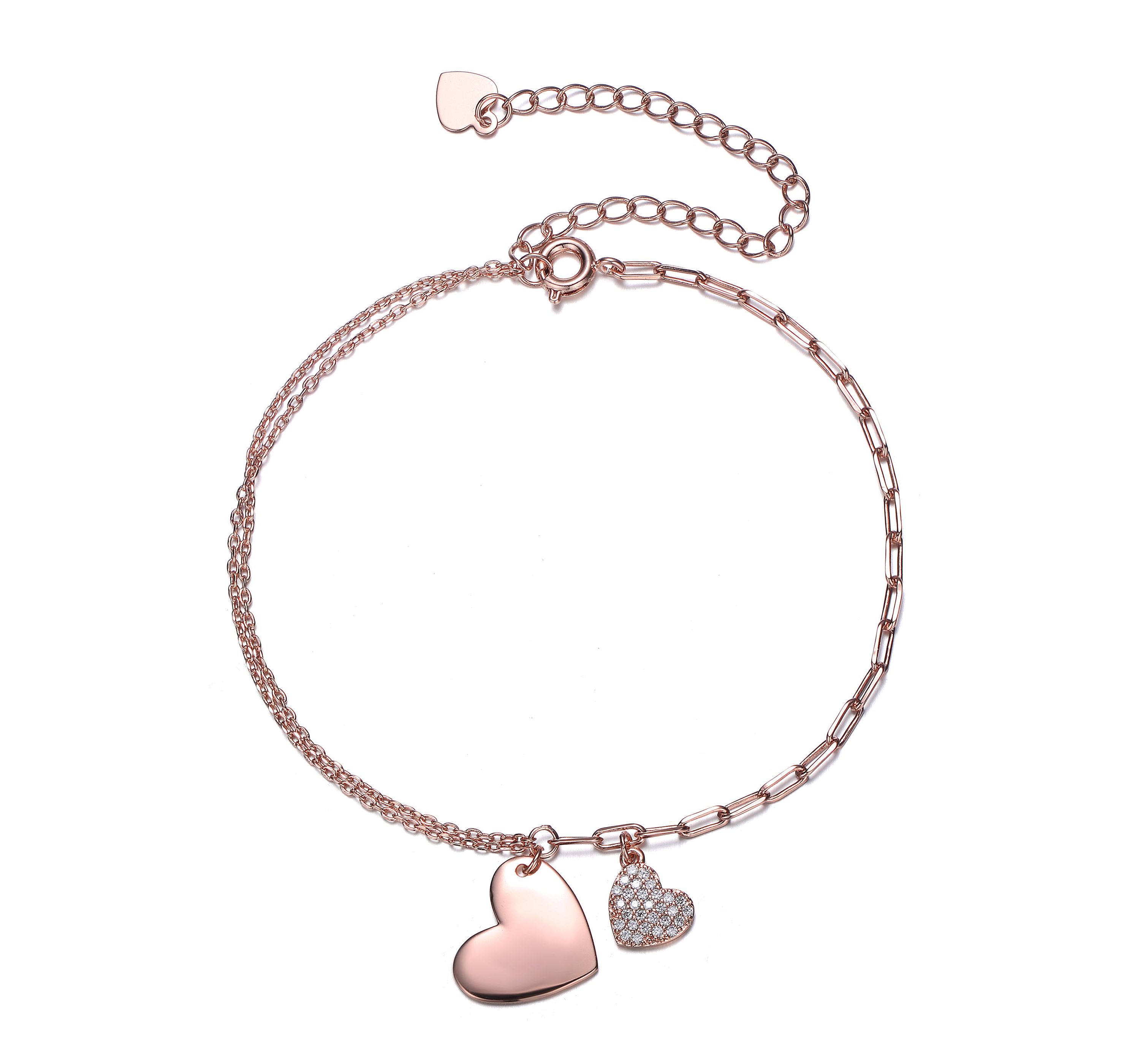 Lab Created Cubic Zirconia Adjustable Heart Charm Bracelet
