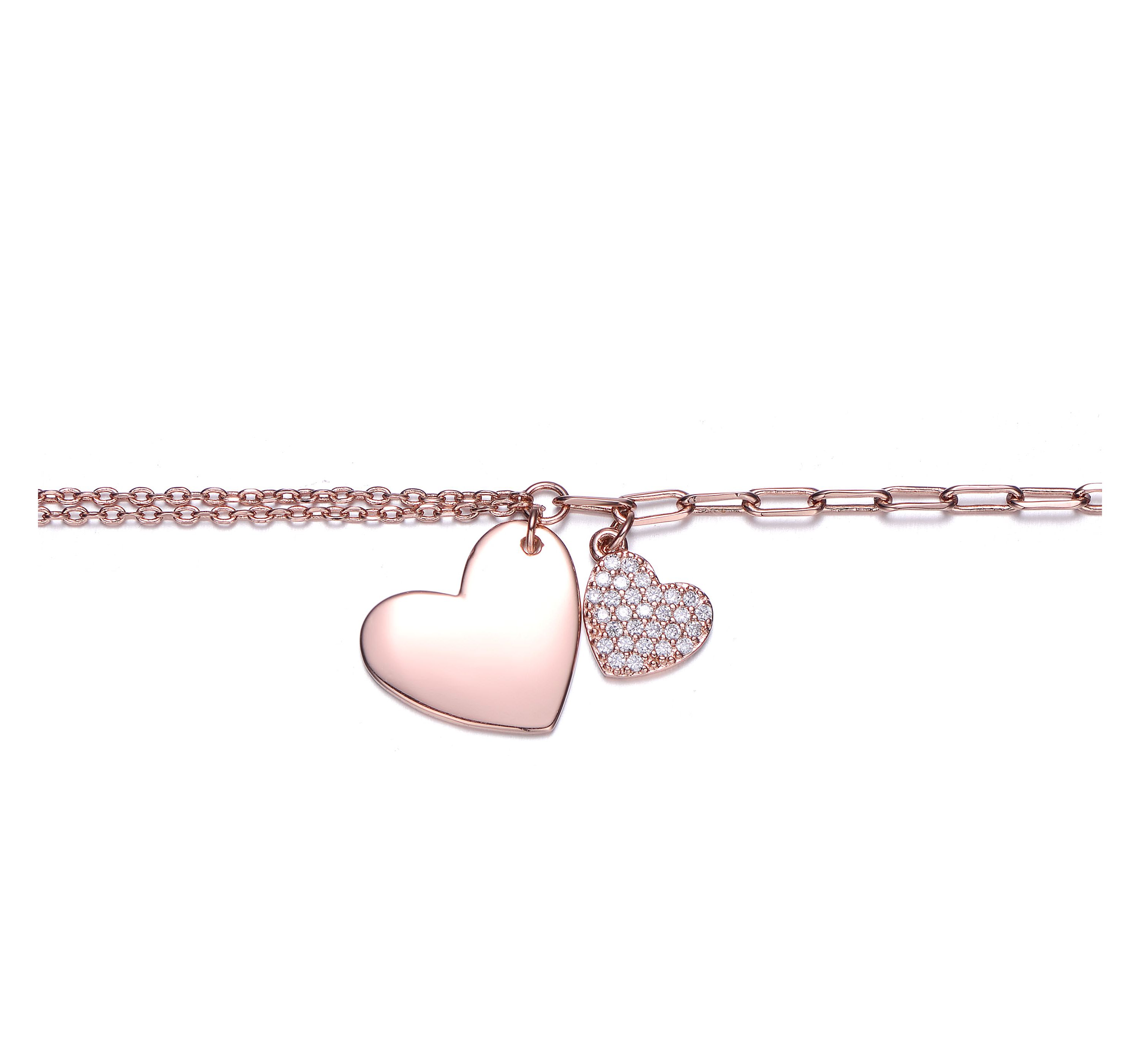 Lab Created Cubic Zirconia Adjustable Heart Charm Bracelet