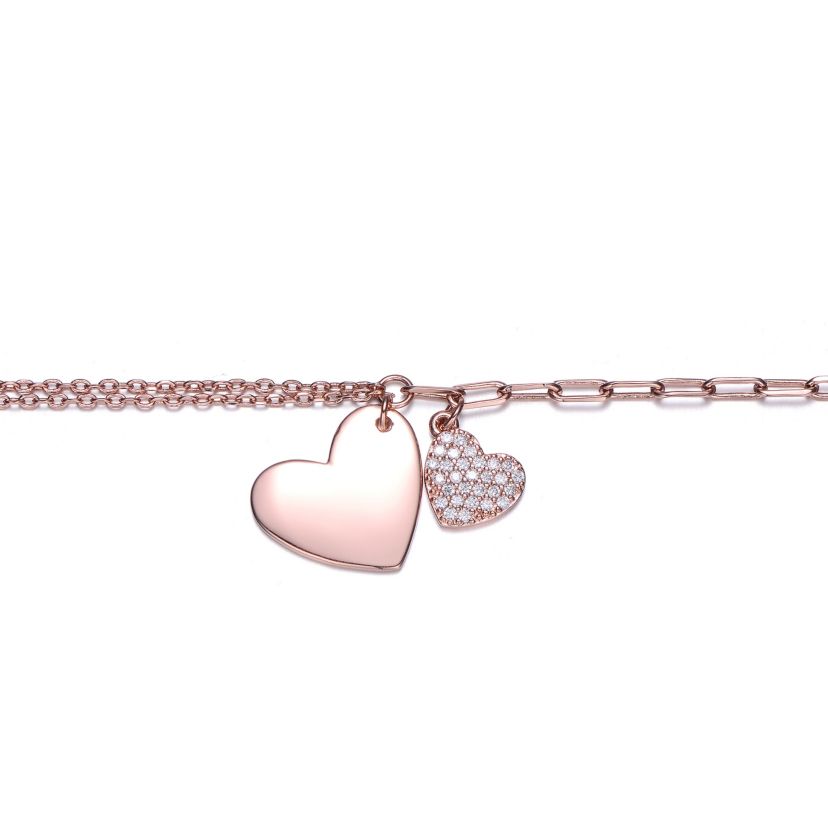 Lab Created Cubic Zirconia Adjustable Heart Charm Bracelet