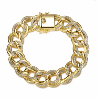 Rozzato Lab Created 14K Gold Plated Cubic Zirconia Heavy Chain Bracelet